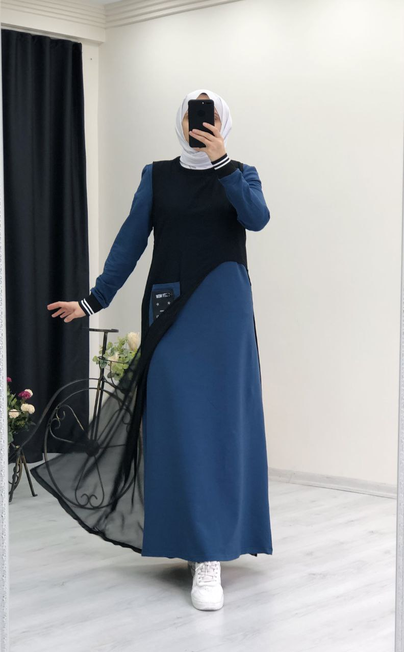 Abaya robe bleu