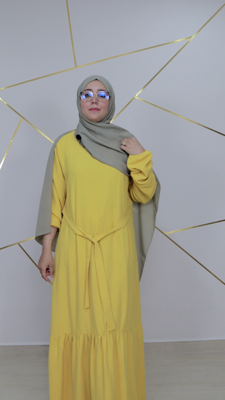 Lina Style Robe Longue Jaune Moutarde By Lina Style De Turquie